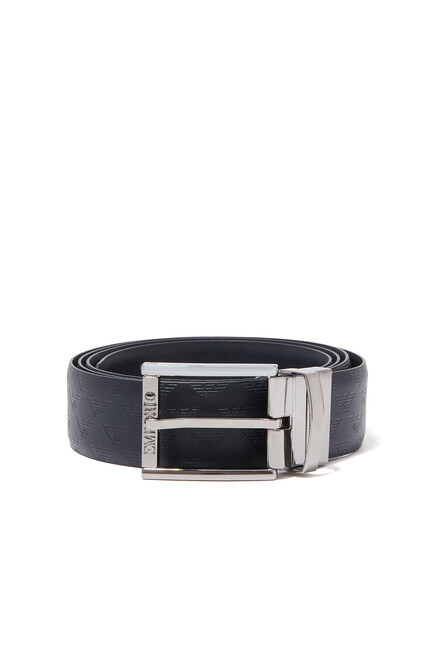 All-Over Logo Reversible Leather Buckle Belt